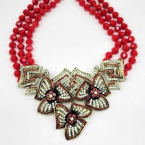 Heidi Daus Christmas Statement Necklace with Swarovski Crystals and Iris Flowers